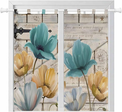 Watercolor Flowers Living Room Curtains 84 Inch Length, Window Curtains Tab Top by Unknown
