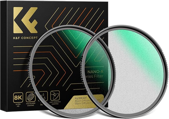 K&F CONCEPT 67mm Black Diffusion 1/4 & 1/8 Lens Filter Kit, Mist Cinematic by KFCONCEPT