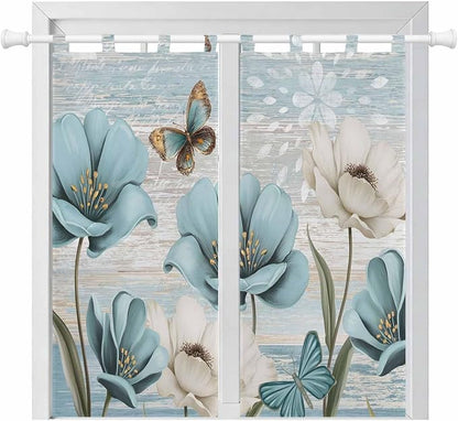 Spring Floral Bathroom Curtains 63 Inch Length, Window Curtains Tab Top by Unknown