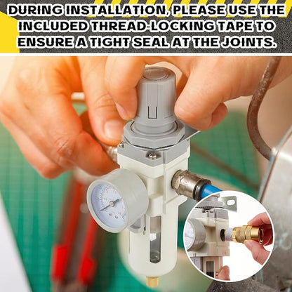 Tuanse Manual Drain 3/8" NPT Compressed Air Filter Regulator Piggyback Combo - Image 5