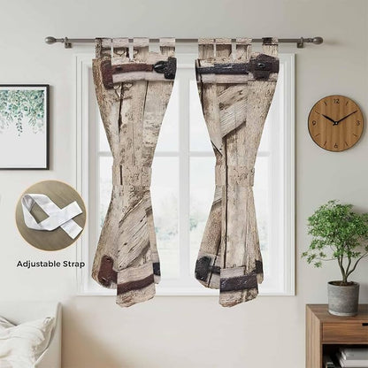 Farmhouse Wood Grain Bedroom Curtains 72 Inch Length, Window Curtains Tab Top - Image 5