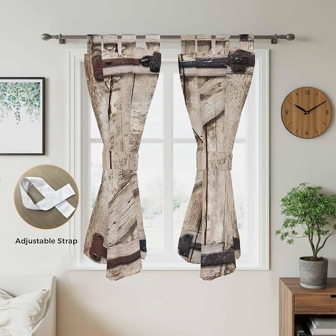 Farmhouse Wood Grain Living Room Curtains 84 Inch Length, Window Curtains Tab - Image 5