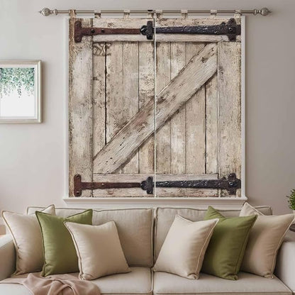 Farmhouse Wood Grain Bedroom Curtains 72 Inch Length, Window Curtains Tab Top - Image 9