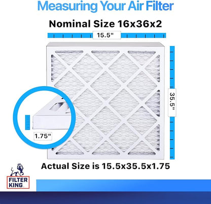 Filter King 16x36x2 Air Filter | 6-PACK | MERV 8 HVAC Pleated A/C Furnace - Image 2
