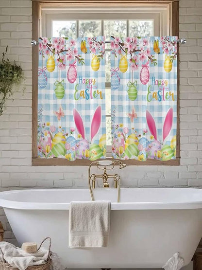 Happy Easter Kitchen Curtains 45 Inches length, Spring Watercolor Bunny Eggs - Image 7