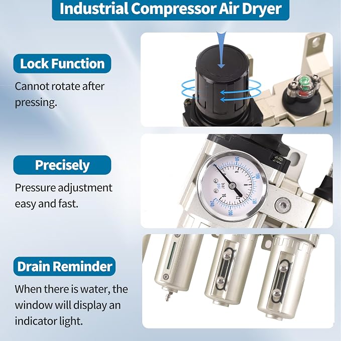 1/2" NPT Industrial Grade 4 Stage Air Compressor Drying System, 0-240 PSI - Image 4