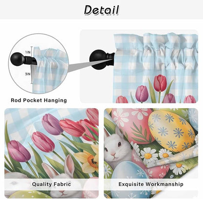 Easter Window Curtains 72 Inch Long 2 Panel Set, Rod Pocket Long Curtains & - Image 9