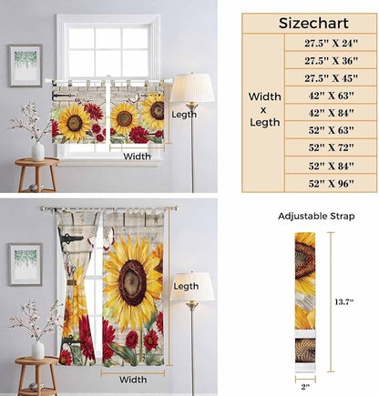 Red Yellow Sunflowers Kitchen Curtains 36 Inch Length, Small Window Curtains - Image 8