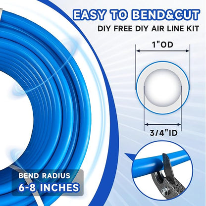 Compressed Air Line Kit, 3/4" x 50‘&120’&200‘&300‘ HDPE-Aluminum-HDPE Piping - Image 2