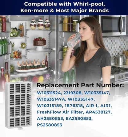3 PACK W10311524 Refrigerator Air Filter Replacement Compatible - Image 7