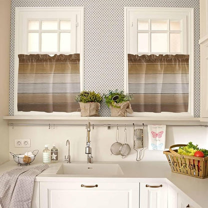 Vintage Brown Gradient Wood Grain Window Valance Curtains, Farmhouse Wood Barn - Image 3