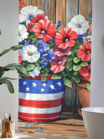 Sheer Curtains 96 Inches Long, Retro Independence Day Flag Wood Grain Privacy - Image 4