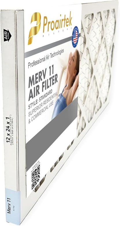Proairtek AF12241M11SWH Model 12x24x1 Air Filter, MERV 11; Ideal - Image 2