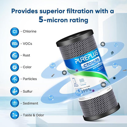 PUREPLUS 5 Micron 10" x 4.5" Whole House CTO Coconut Shell Activated Carbon - Image 4