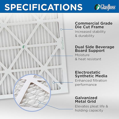 Glasfloss 16x24x2 MERV 10 2" Inch Pleated Air Filters Box of 6. Actual Size: - Image 3