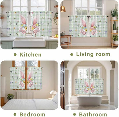 Easter Kitchen Curtains 45 Inch Long 2 Panel Set, Rod Pocket Window Treatment - Image 8