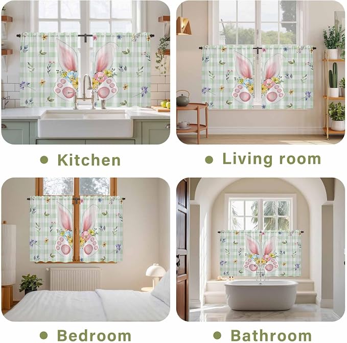 Easter Kitchen Curtains 54 Inch Long 2 Panel Set, Rod Pocket Window Curtains - Image 8