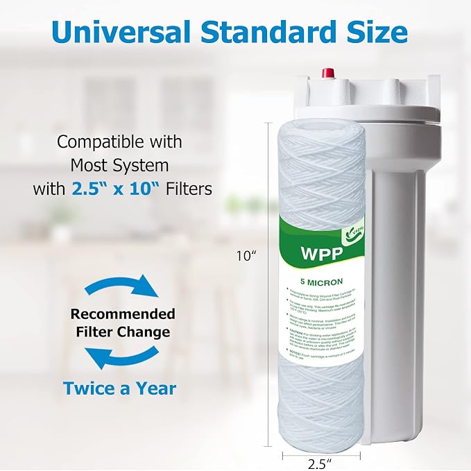 5 Micron String Wound Whole House Water Filter 10" x 2.5", 10-inch Universal - Image 3