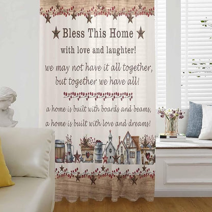 Farmhouse Sheer Curtains 54 Inch Length Country Star Barn Berry Brown Wood by Unknown