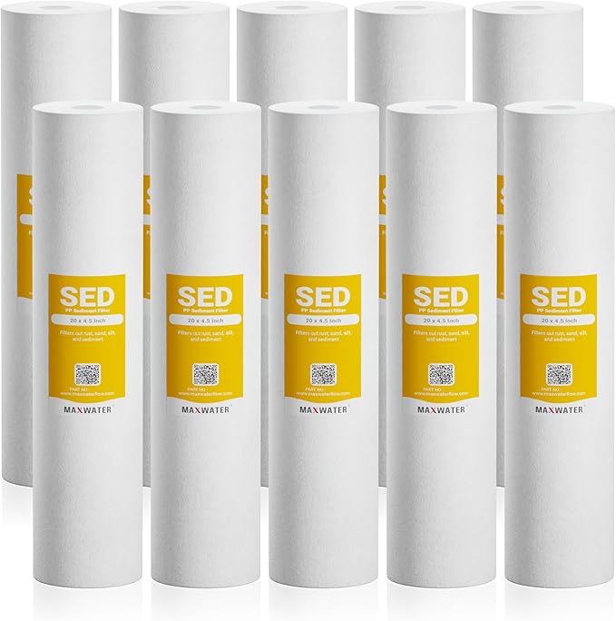 Max Water 5 Micron 20 x 4.5 Sediment Filter 20 inch Whole House BB Water by MaxWater