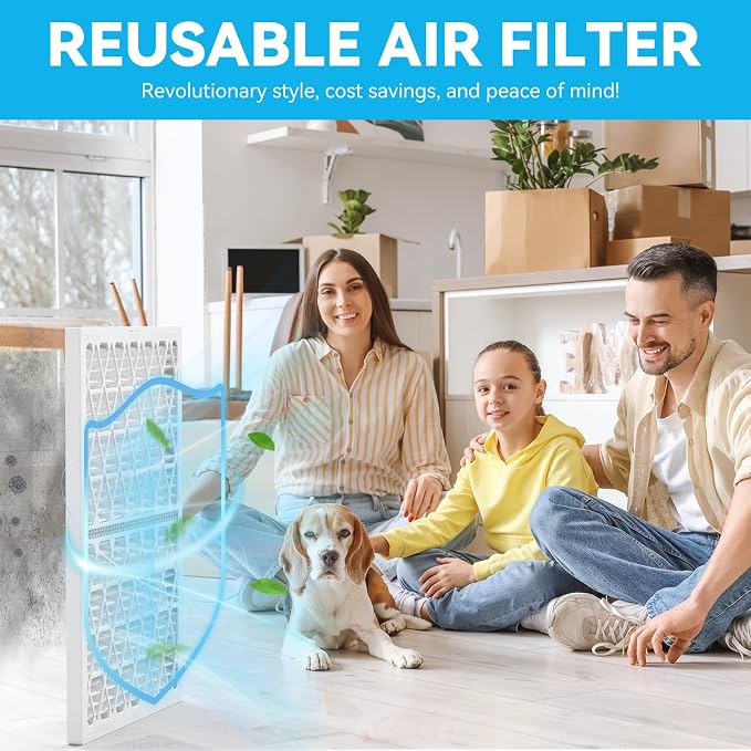 Reusable 14x14x1 Air Filter, 1 Foldable Frame + 6 Refills - Image 6