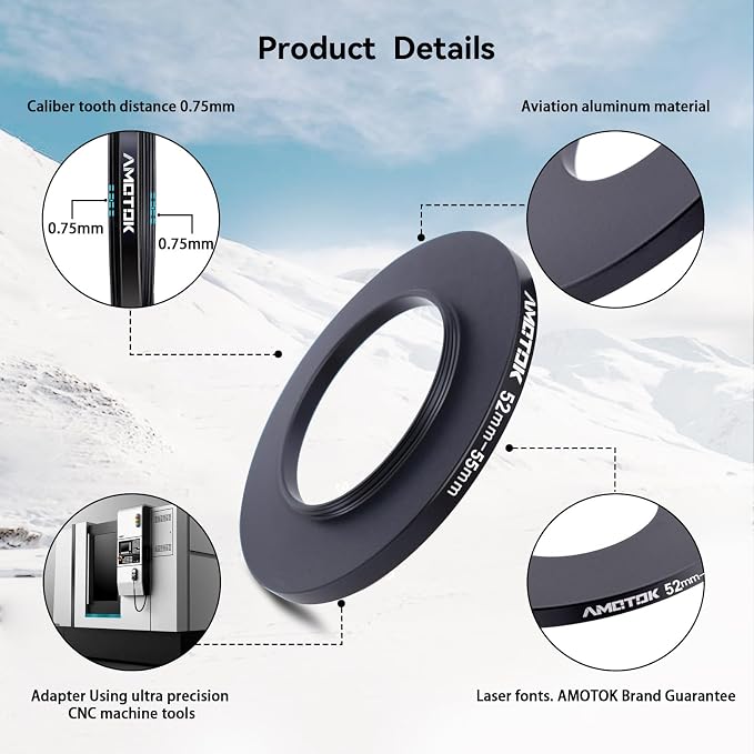 52mm Lens to 55mm Camera Lens Adapter, 52mm-55mm Filter Step up Ring Adapter - Image 3