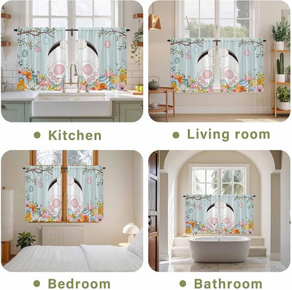 Easter Bunny Kitchen Curtains 45 Inch Long 2 Panel Set, Rod Pocket Window - Image 8