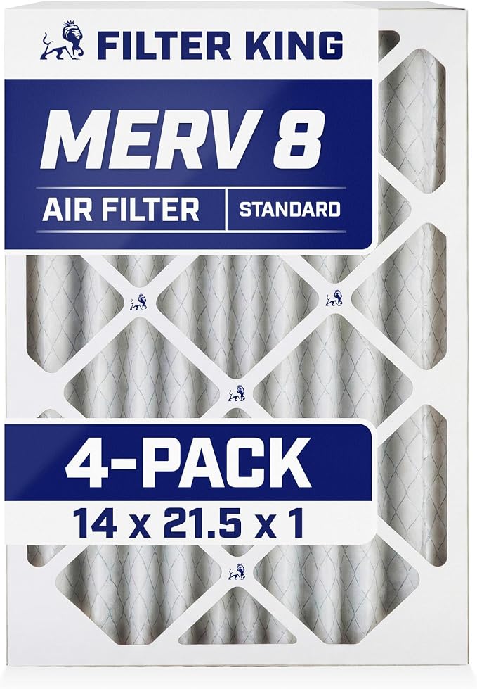 Filter King 14x21.5x1 Air Filter | 4-PACK | MERV 8 HVAC Pleated A/C Furnace by FilterKing
