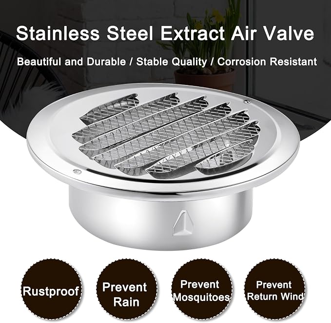 Zonon 18 Pcs Stainless Steel Soffit Vents 4 Inch Round Dryer Vent Cover - Image 5