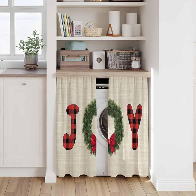 Red Green Christmas Kitchen Tier Curtains 45 Inch Long 2 Panel Set, Rod Pocket - Image 7