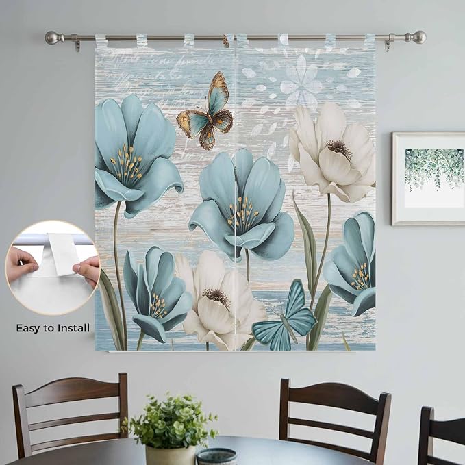 Spring Floral Living Room Curtains 84 Inch Length, Window Curtains Tab Top - Image 4