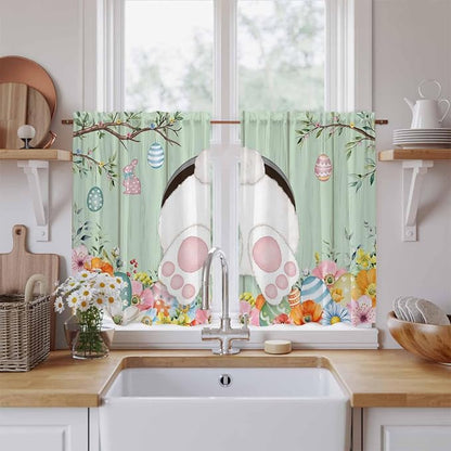 Easter Kitchen Tier Curtains 45 Inch Long 2 Panel Set, Rod Pocket Short Window by Unknown