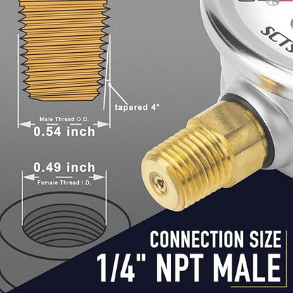 2-1/2" Dial Size, 0-60 Psi Low Pressure Gauge, Glycerin Liquid Filled, 1/4" NPT - Image 4