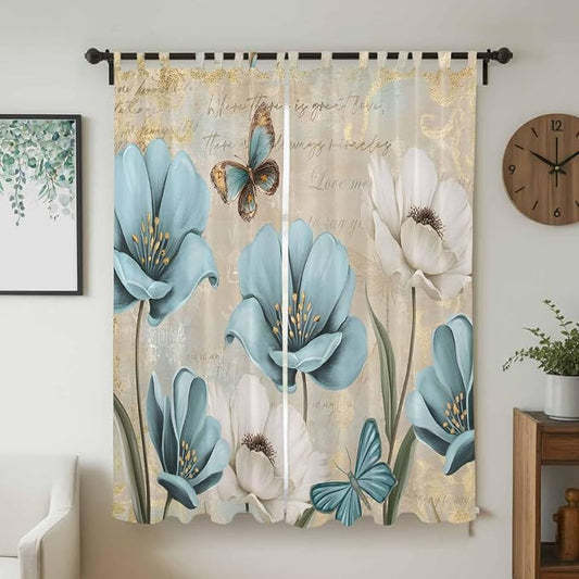 Spring Flowers Living Room Curtains 96 Inch Length, Window Curtains Tab Top - Image 2