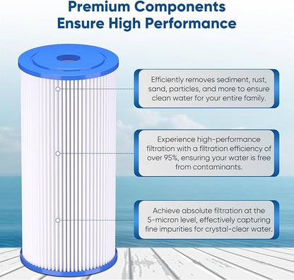 PUREPLUS 5 Micron 10" x 4.5" Whole House Pleated Sediment Filter - Image 5