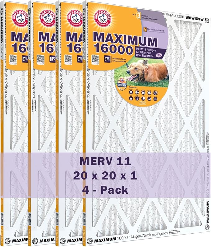 Arm & Hammer Max Allergen & Odor Reduction 20x20x1 Air and Furnace Filter by ARMHAMMER