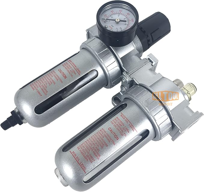 1/4" NPT Mid Flow Compressed Air In Line Filter Regulator Lubricator Oiler - Image 3