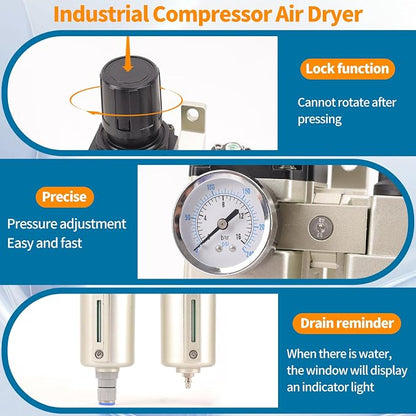 3/4" NPT Industrial Grade 3 Stage Air Compressor Drying System, 0-240 PSI - Image 5