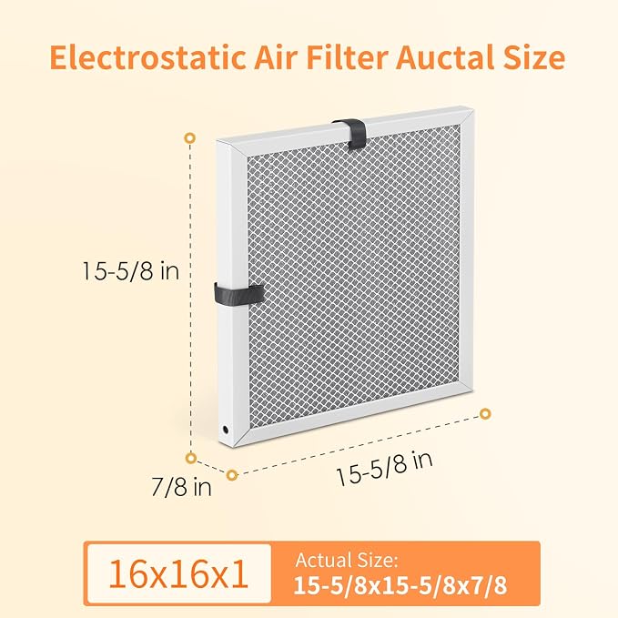 2-Pack 16x16x1 MERV 8 Reusable & Washable Electrostatic Air Filters - Image 2