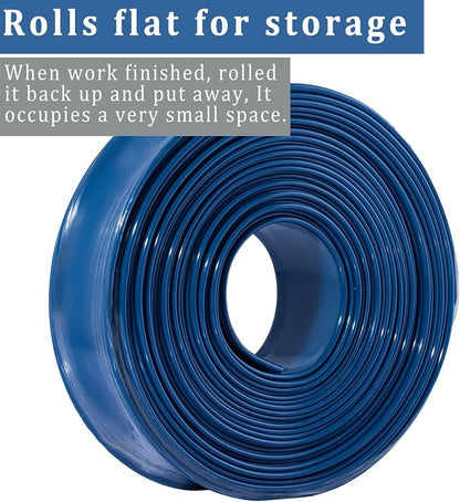 Pool Backwash Hose 2 inch × 100 ft Thicken Blue Water Discharge Pipe Lay Flat - Image 6