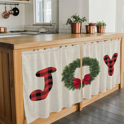 Red Green Christmas Kitchen Tier Curtains 36 Inch Long 2 Panel Set, Rod Pocket - Image 7