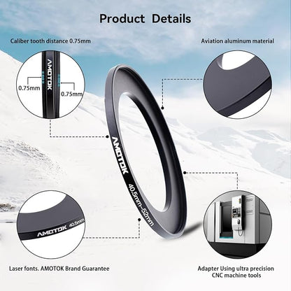 40.5mm Lens to 52mm Camera Lens Adapter, 40.5mm to 52mm Filter Step up Ring - Image 3