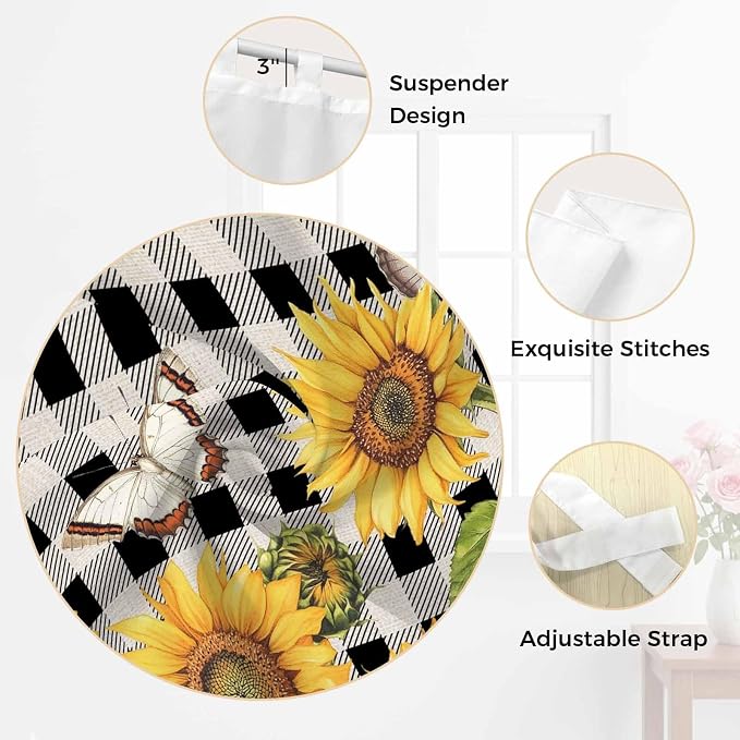 Sunflowers Living Room Curtains 96 Inch Length, Window Curtains Tab Top - Image 6