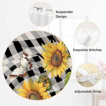 Sunflowers Bedroom Curtains 63 Inch Length, Window Curtains Tab Top - Image 6