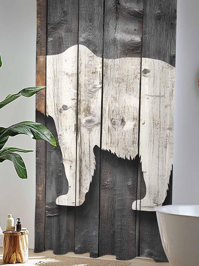 Sheer Curtains 84 Inches Long, Vintage White Brown Bear Semi Sheer Curtains - Image 4