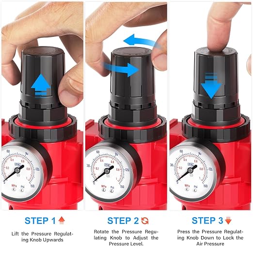 TAILONZ PNEUMATIC 0-150PSI 1/2 Inch NPT Red Industrial Grade 5 Stage Air Drying - Image 8