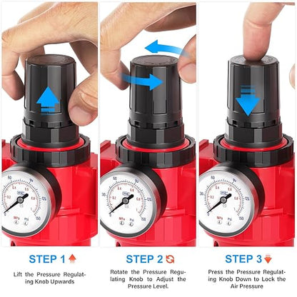 TAILONZ PNEUMATIC 0-150PSI 3/8 Inch NPT Red Industrial Grade 5 Stage Air Drying - Image 8