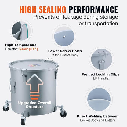 VEVOR Fryer Grease Bucket, 16 Gal Oil Disposal Caddy - Image 4
