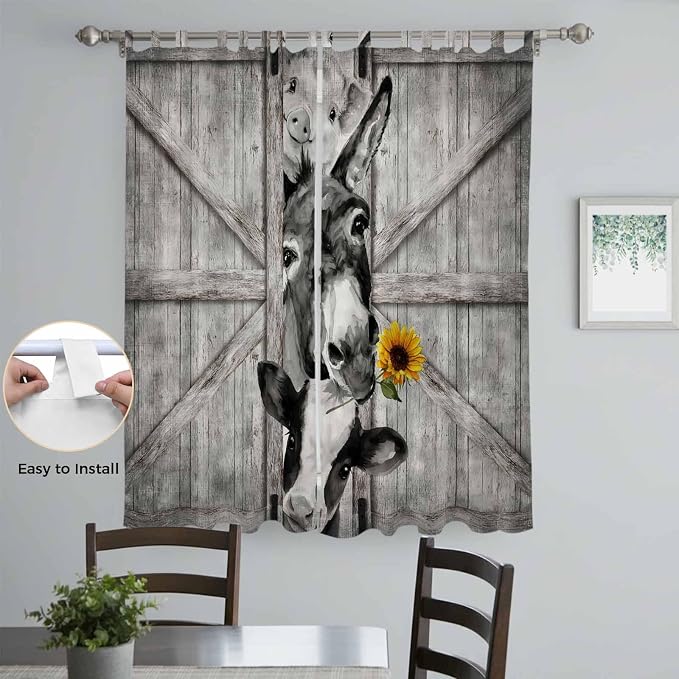 Funny Farm Animals Living Room Curtains 84 Inch Length, Window Curtains Tab Top - Image 4