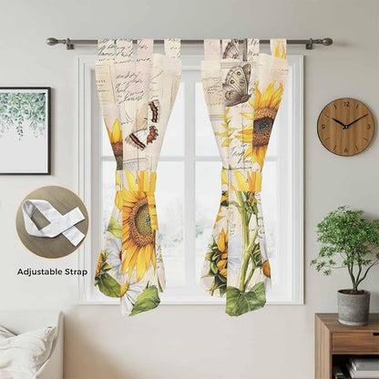 Yellow Sunflowers Bathroom Curtains 63 Inch Length, Window Curtains Tab Top - Image 5
